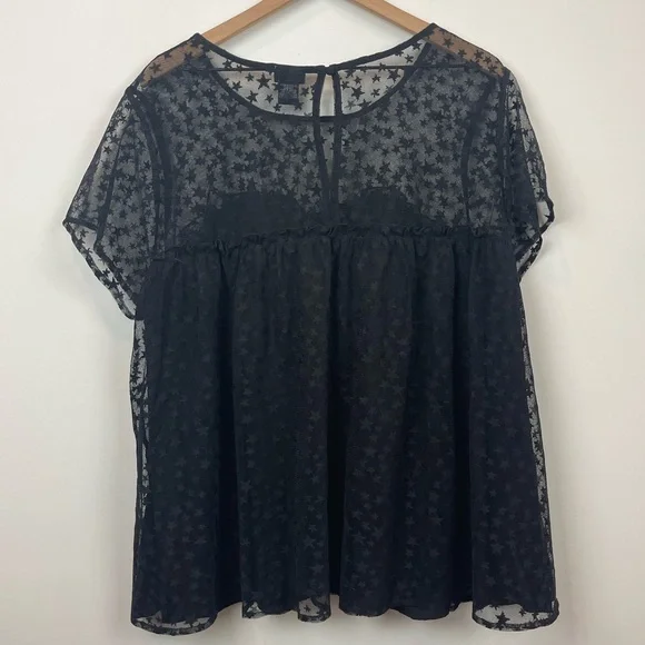 Torrid women's star print long line mesh grunge blouse top sz 2 - Picture 4 of 8